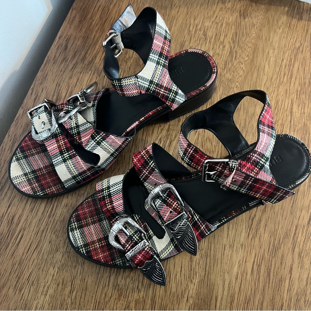 Cute Sandals ✨Little  Burgundy Plaid Western Sandals